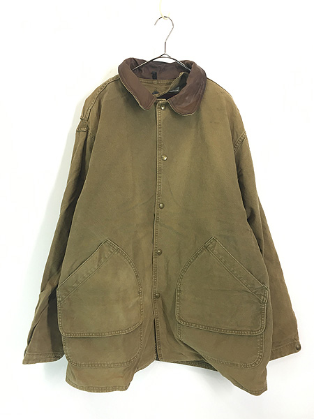 古着 90s USA製 WoolRich 本革 レザー 襟 ブラウン ダック