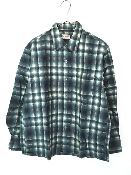 希少 50s WhiteStag オンブレ シャドーチェックシャツ 茶黒 M 50sの