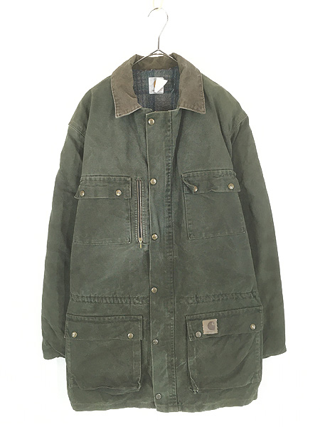 古着 80s USA製 Carhartt 裏地 ブランケット モスグリーン ダック 5