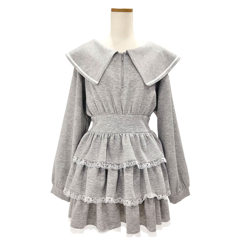 ハーフジップティアードフリルミニワンピース – レディース