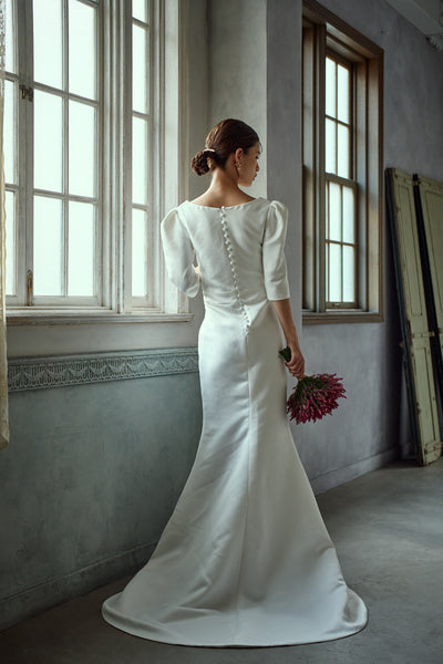 七分袖 Vネック ソフトマーメイドドレス（W287）