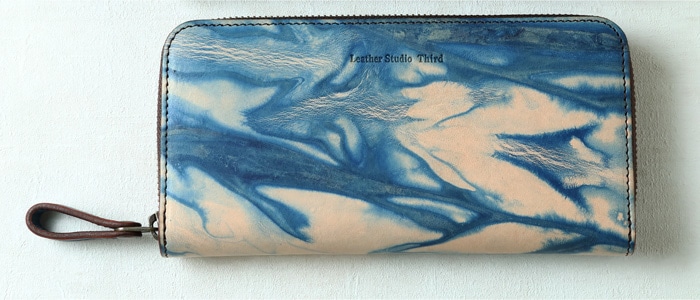 藍染レザーの長財布 ポッシュF(薄藍)(薄藍): せとうちエリア