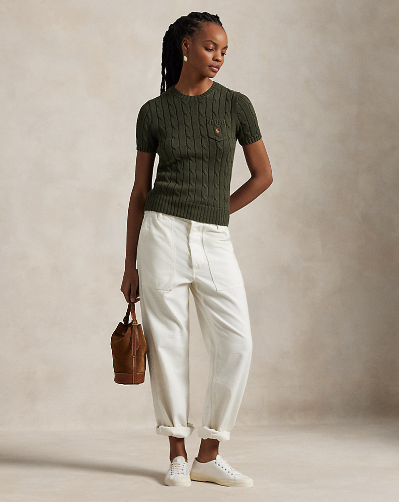 Cable-Knit Cotton Short-Sleeve Sweater | Ralph Lauren