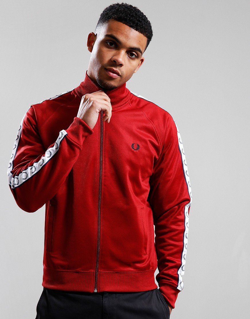 Fred Perry Taped Track Top Burnt Red - Terraces Menswear
