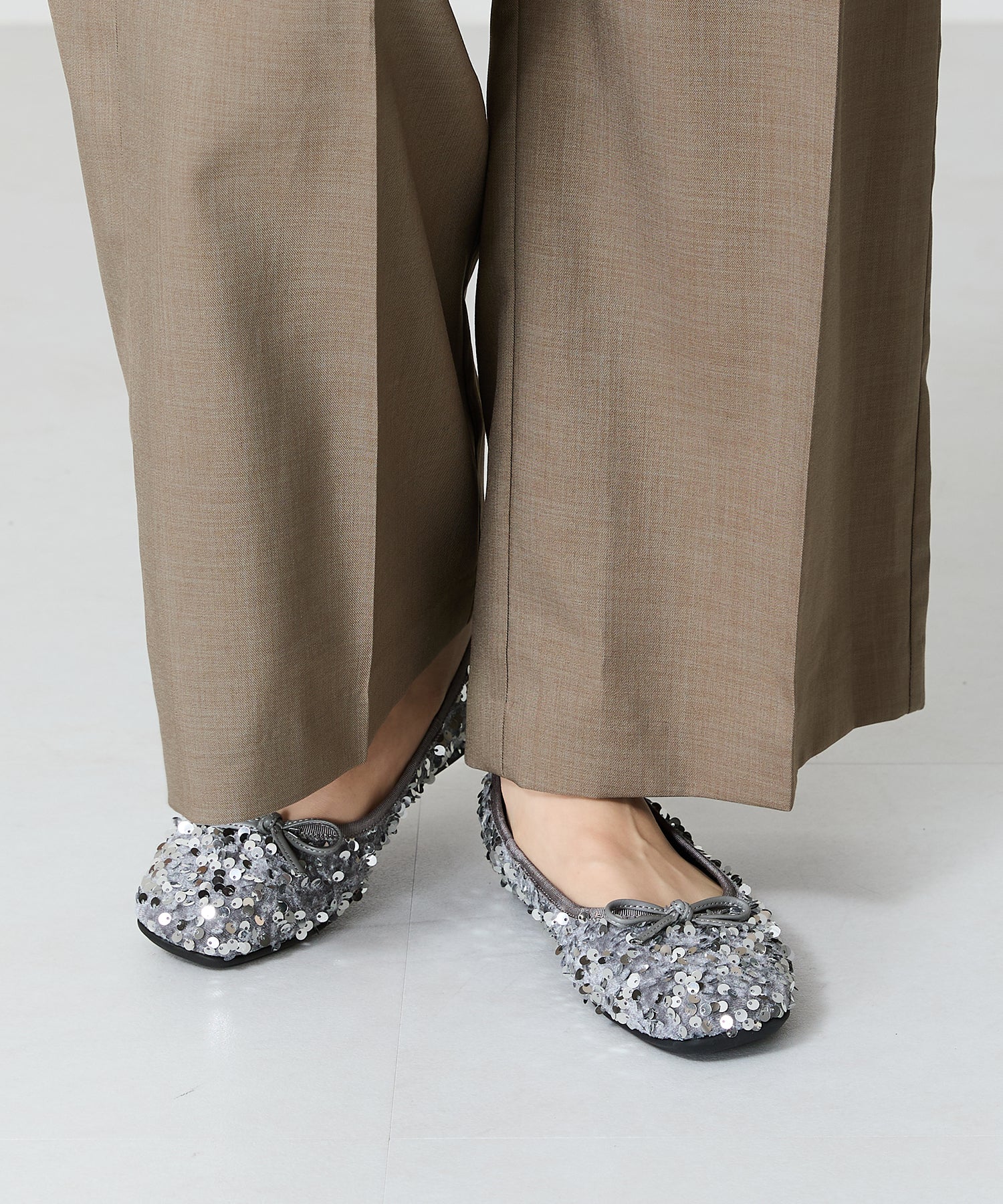 跳べるパンプス】スパンコールスクエアトゥバレエシューズ/跳べる