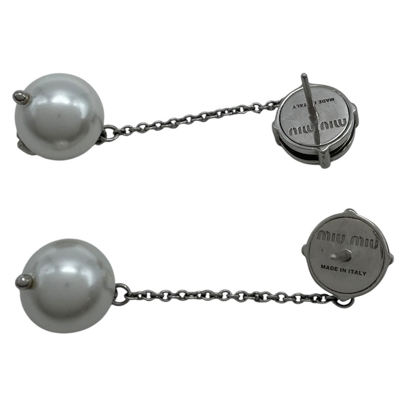 ミュウミュウ miu miu ピアス シルバー ホワイト 青銅 クリスタル 樹脂