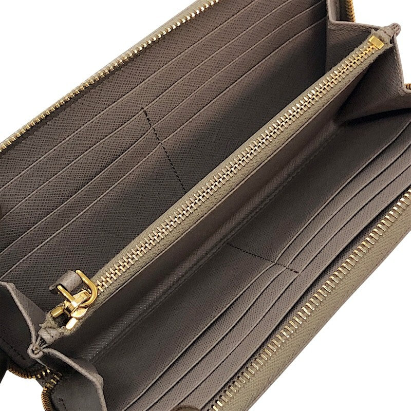 プラダ PRADA ロゴラウンドファスナー財布 1M506 グレー/GD金具