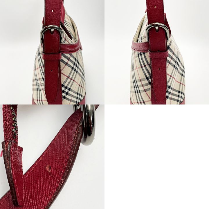 BURBERRY バーバリー ノバチェック レッド ワンショルダーバッグ
