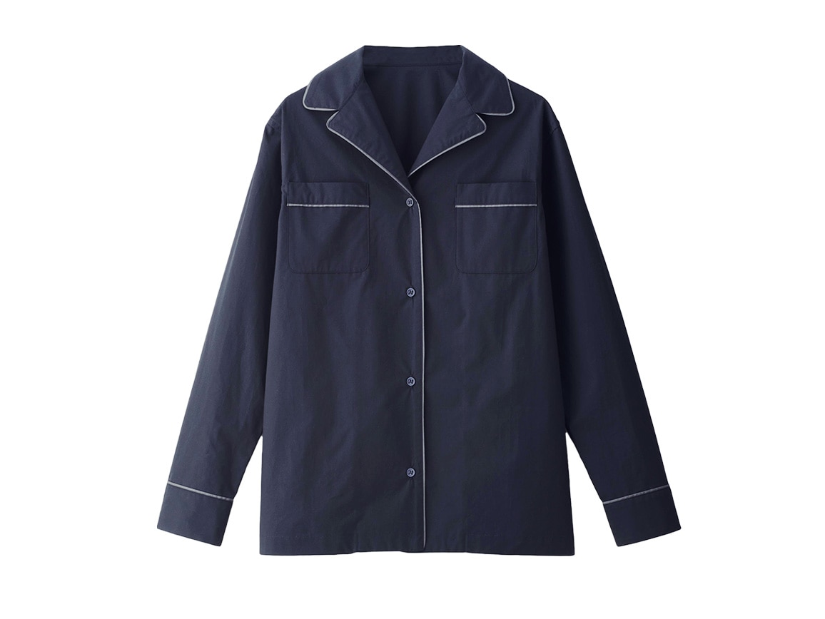 配色パイピング開襟シャツ(02_M 66_サックス): ｜ カタログ通販のハルメク