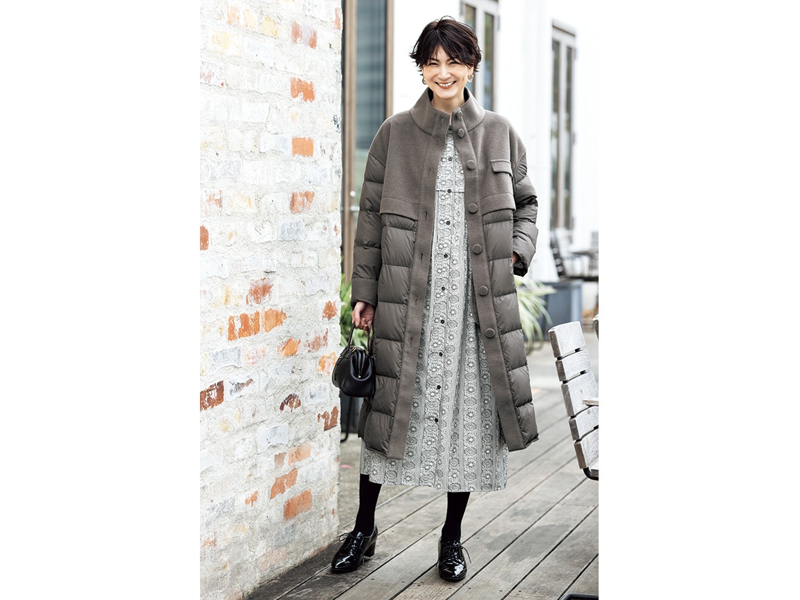 異素材ドッキングダウンコート(02_M 24_ベージュ): ｜ カタログ通販の