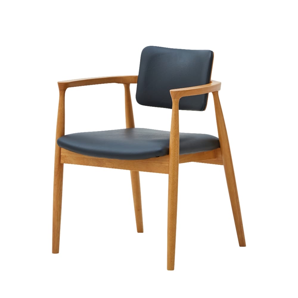 ダイニングチェア カストロ ナチュラル 合成皮革 座面ブラック 【直送