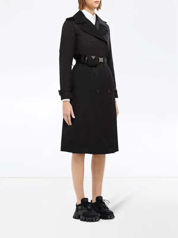 Prada Belted Trench Coat - Black | Editorialist