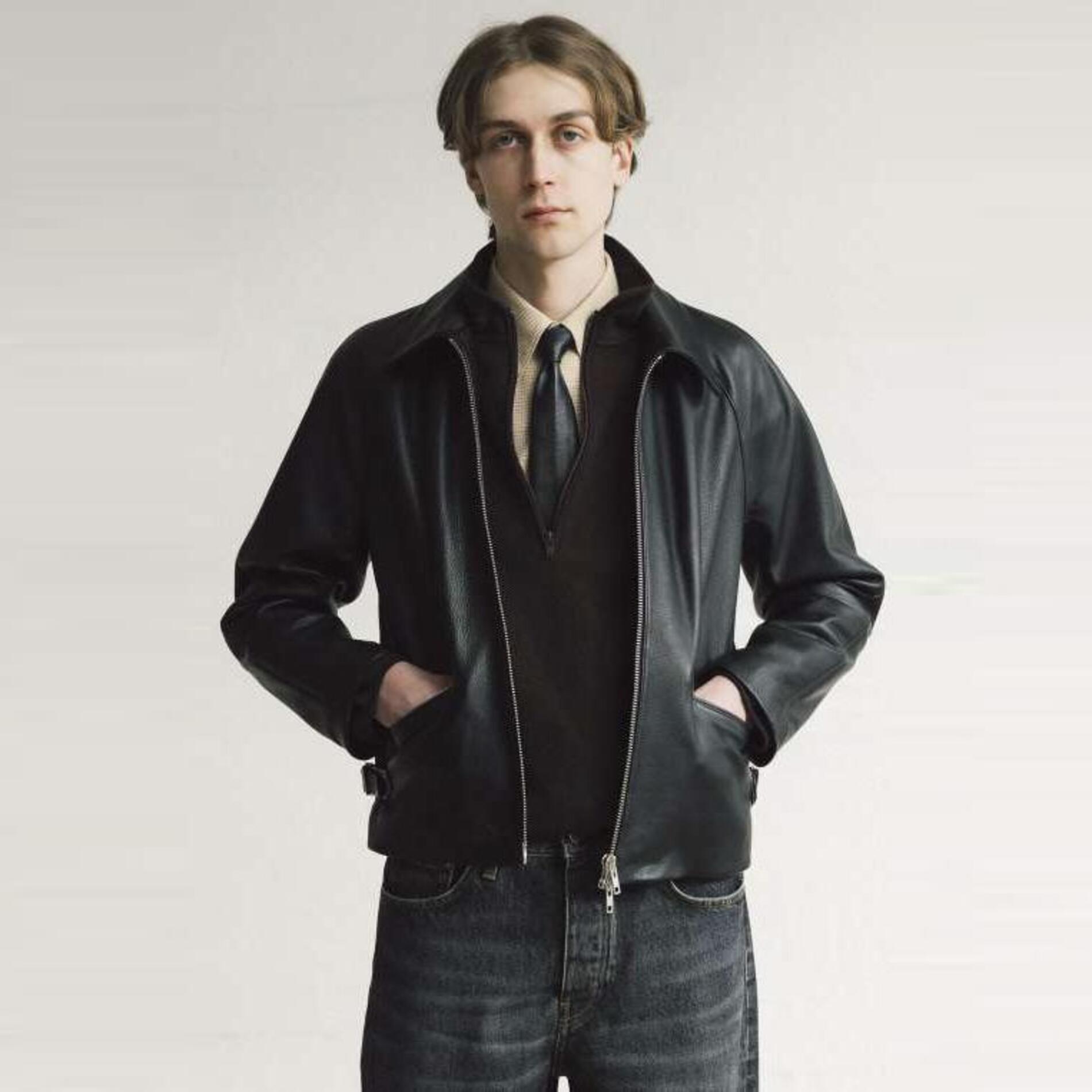 AW25 SUNFLOWER LEATHER TIE BLACK - EFFORTLESS