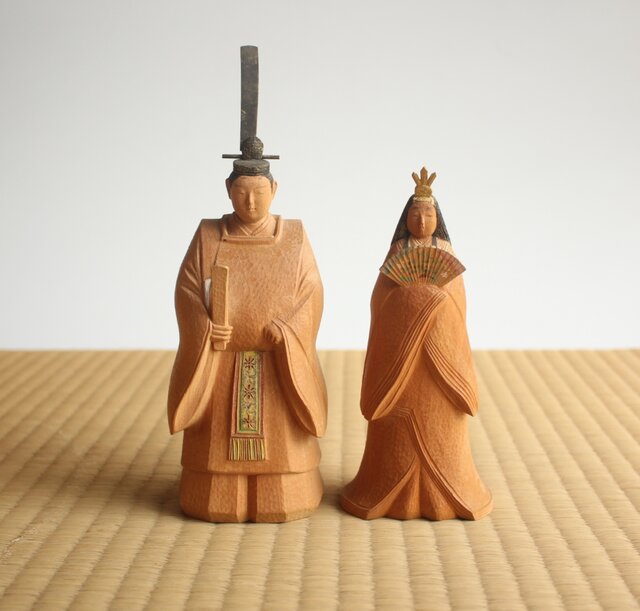 女流彫刻家【瀧川佐智子】 木彫彩色「立雛」 X630｜骨董店 のびる 古