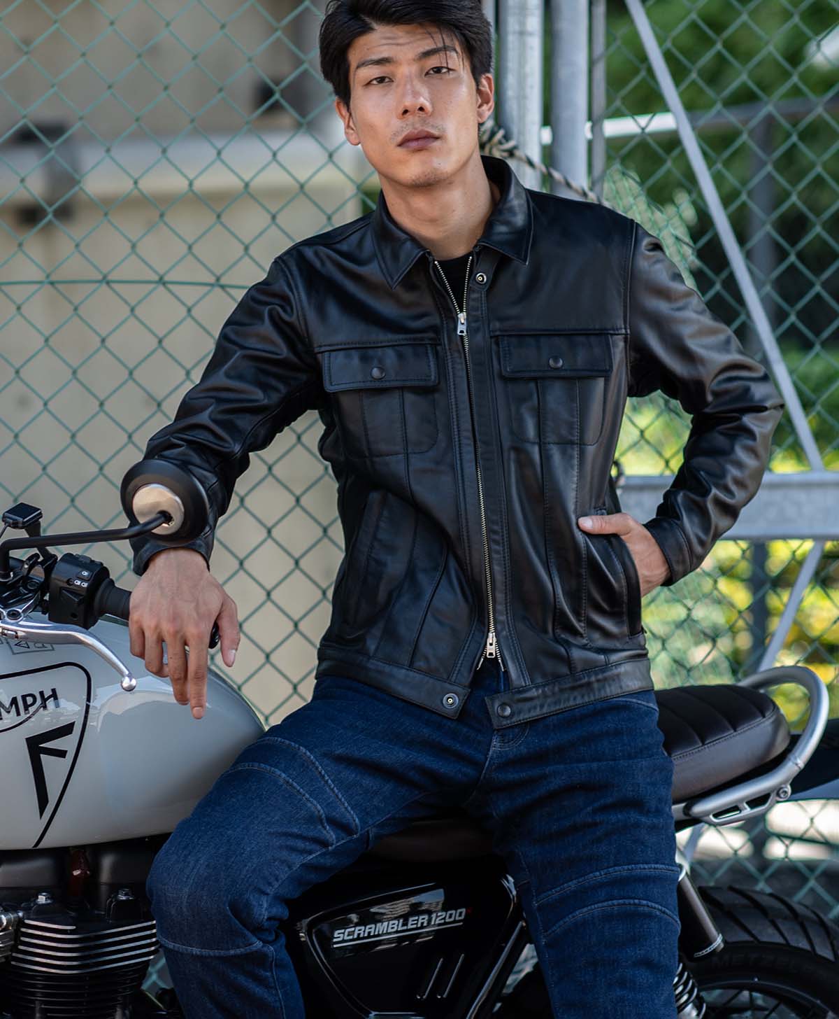 LEATHER TRACKER JACKET