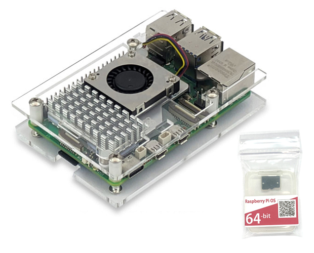 Raspberry Pi 5/8GB アクリルベース＆アクティブクーラーセット △航空