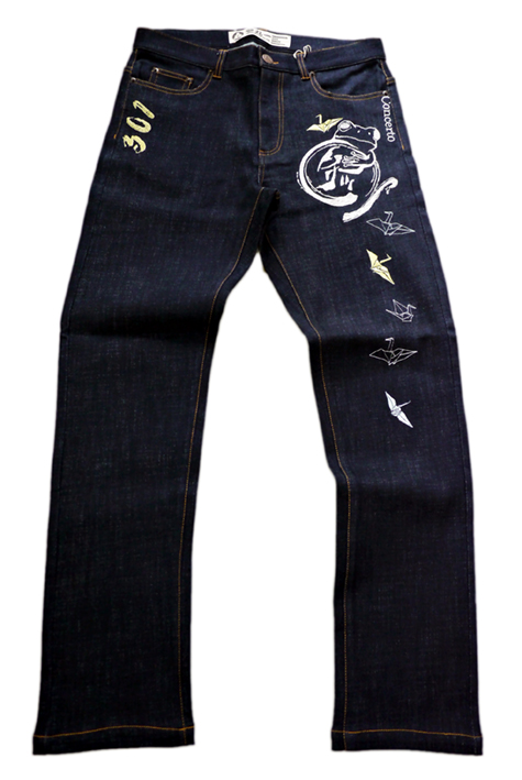 参丸一 [ 折り鶴 ] 刺繍 デニムパンツ SM-58023 インディゴブルー