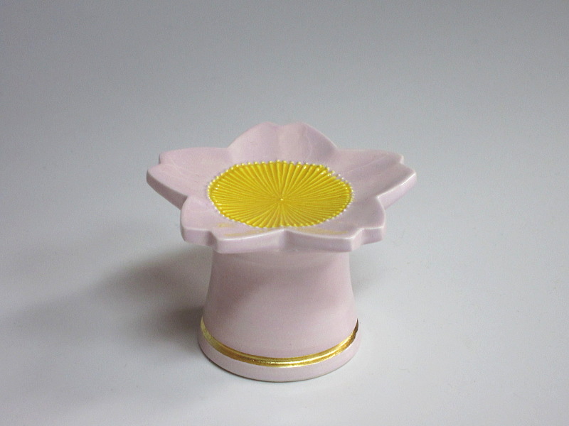 茶道具商(有)越中屋 交趾桜蓋置 中村翠嵐造 共箱