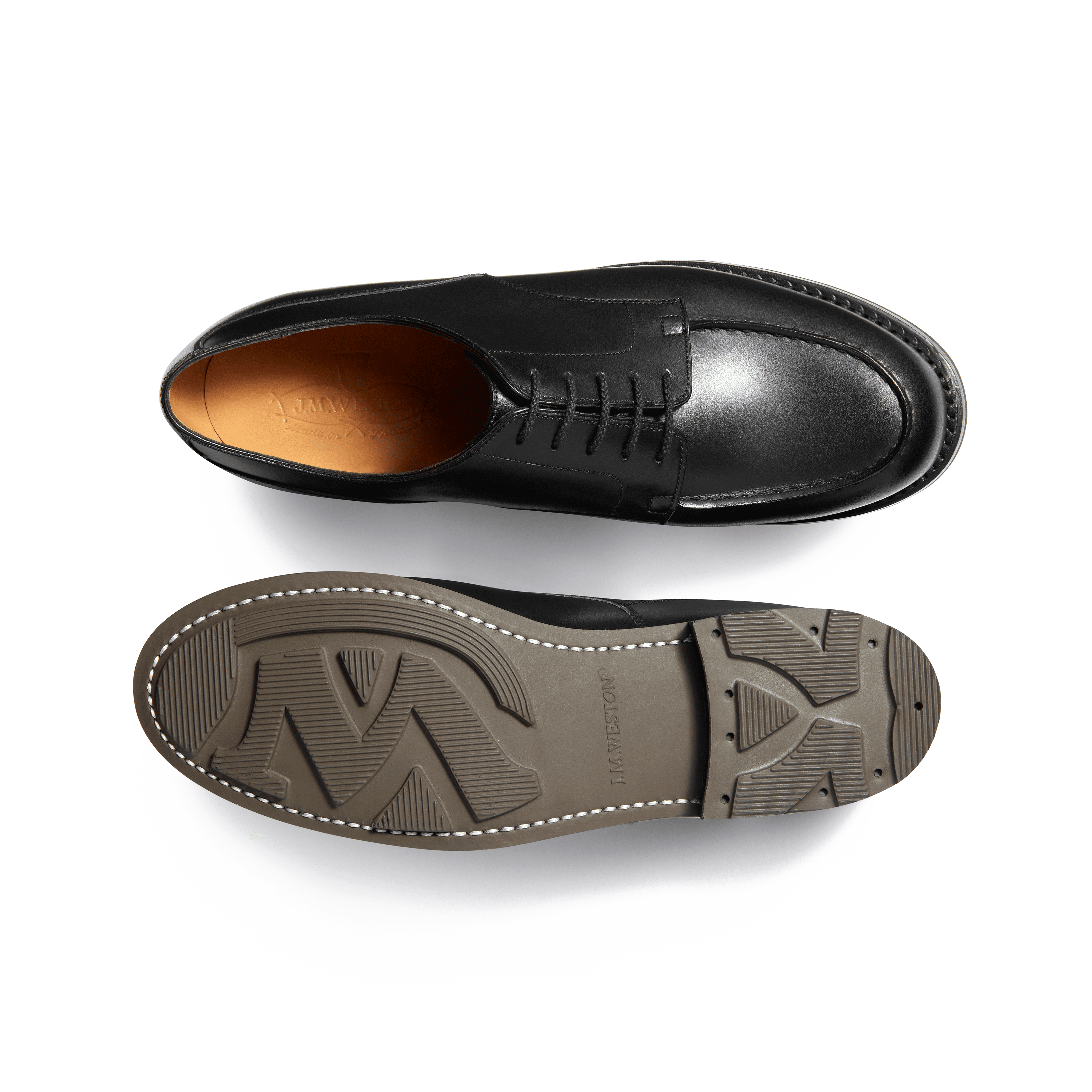 Men's Black Leather Golf Derby – J.M. Weston
