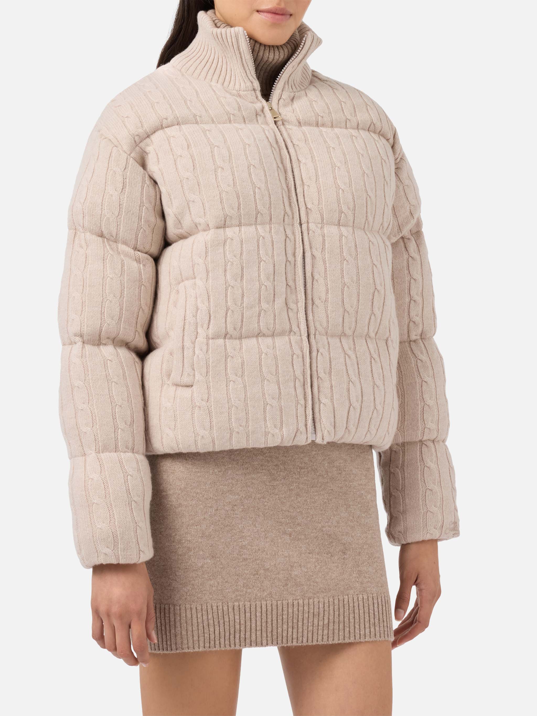 Mya padded cable-knit wool jacket – MC2 Saint Barth