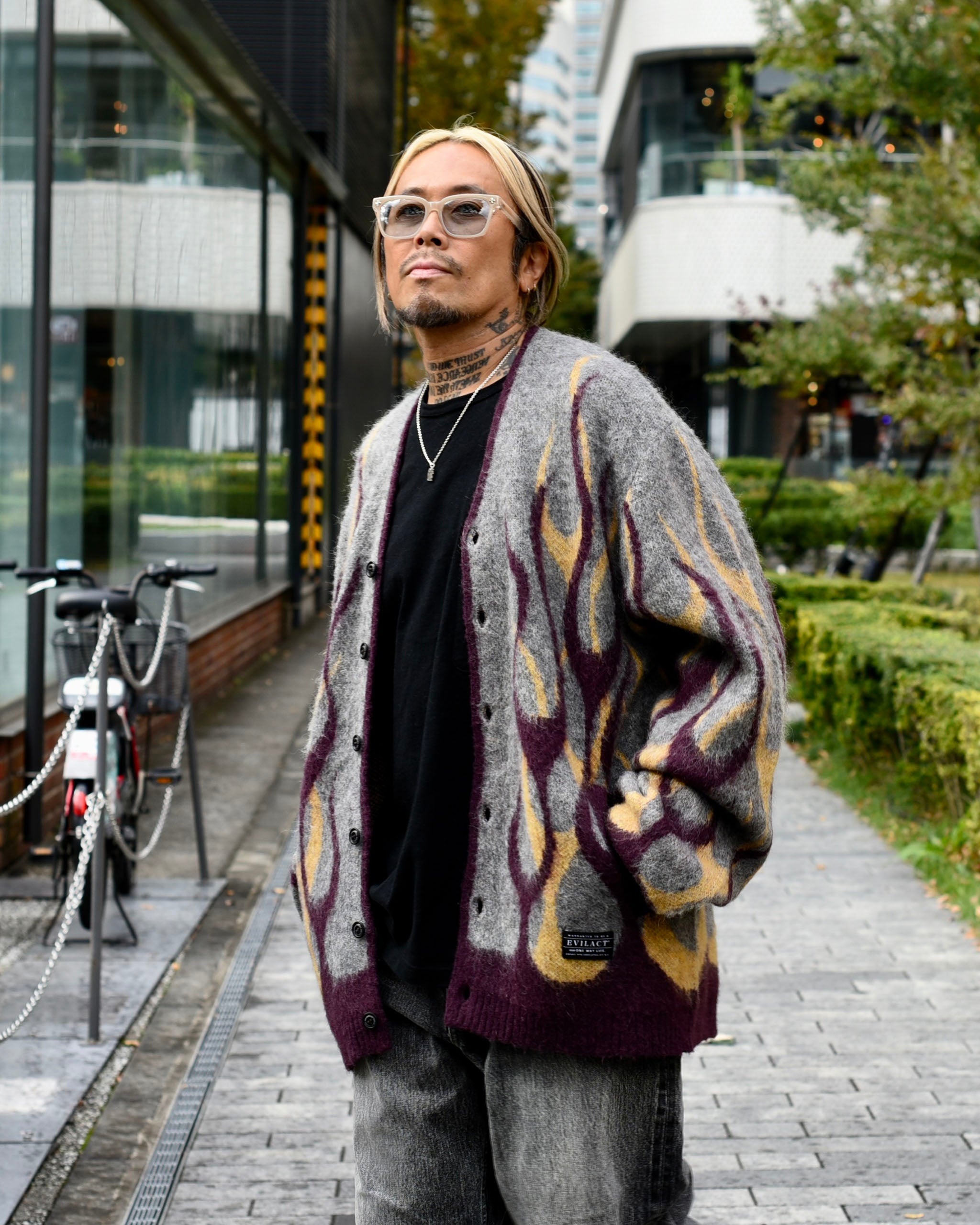 EVILACT FLAMES MOHAIR CARDIGAN blue | EVILACT (イーブルアクト
