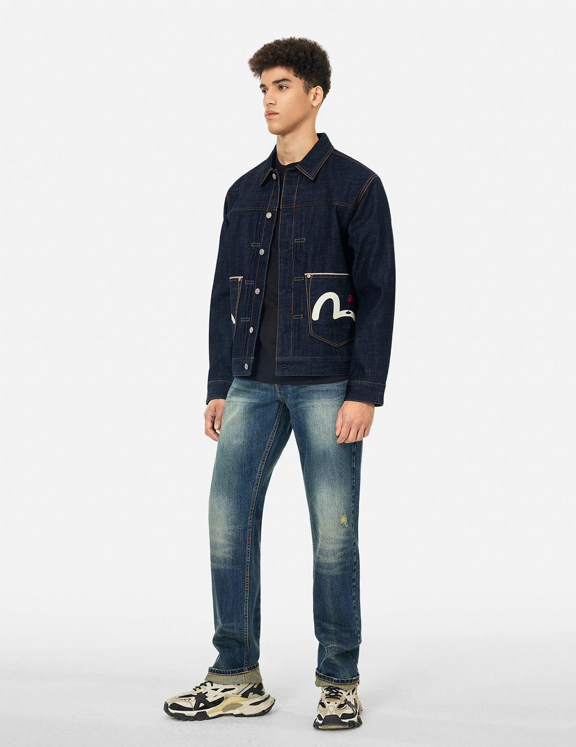 仏頭ゴルフプリント レギュラーフィットデニムジャケット – EVISU