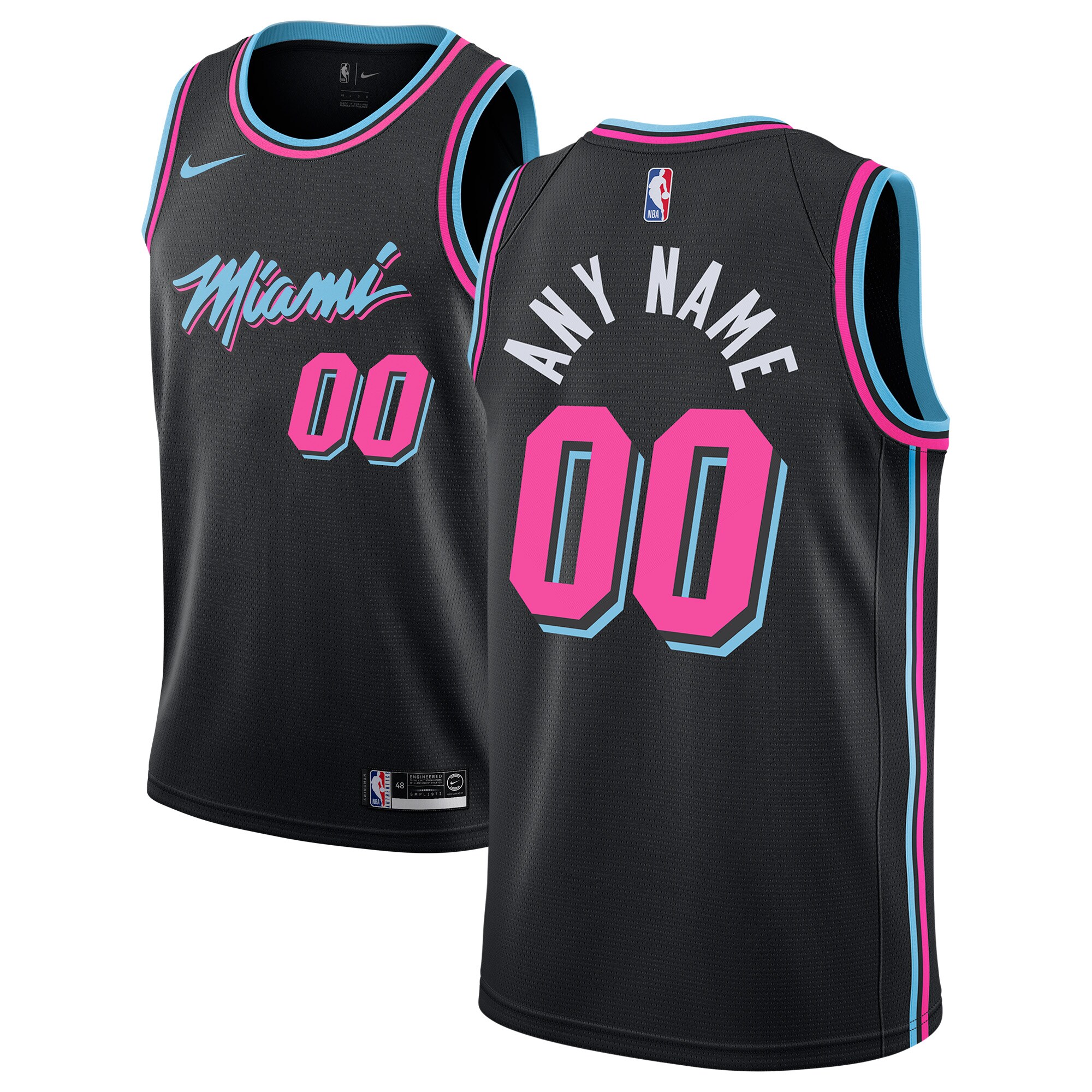 Men's Miami Heat Nike Black 2018/19 Swingman Custom Jersey - City