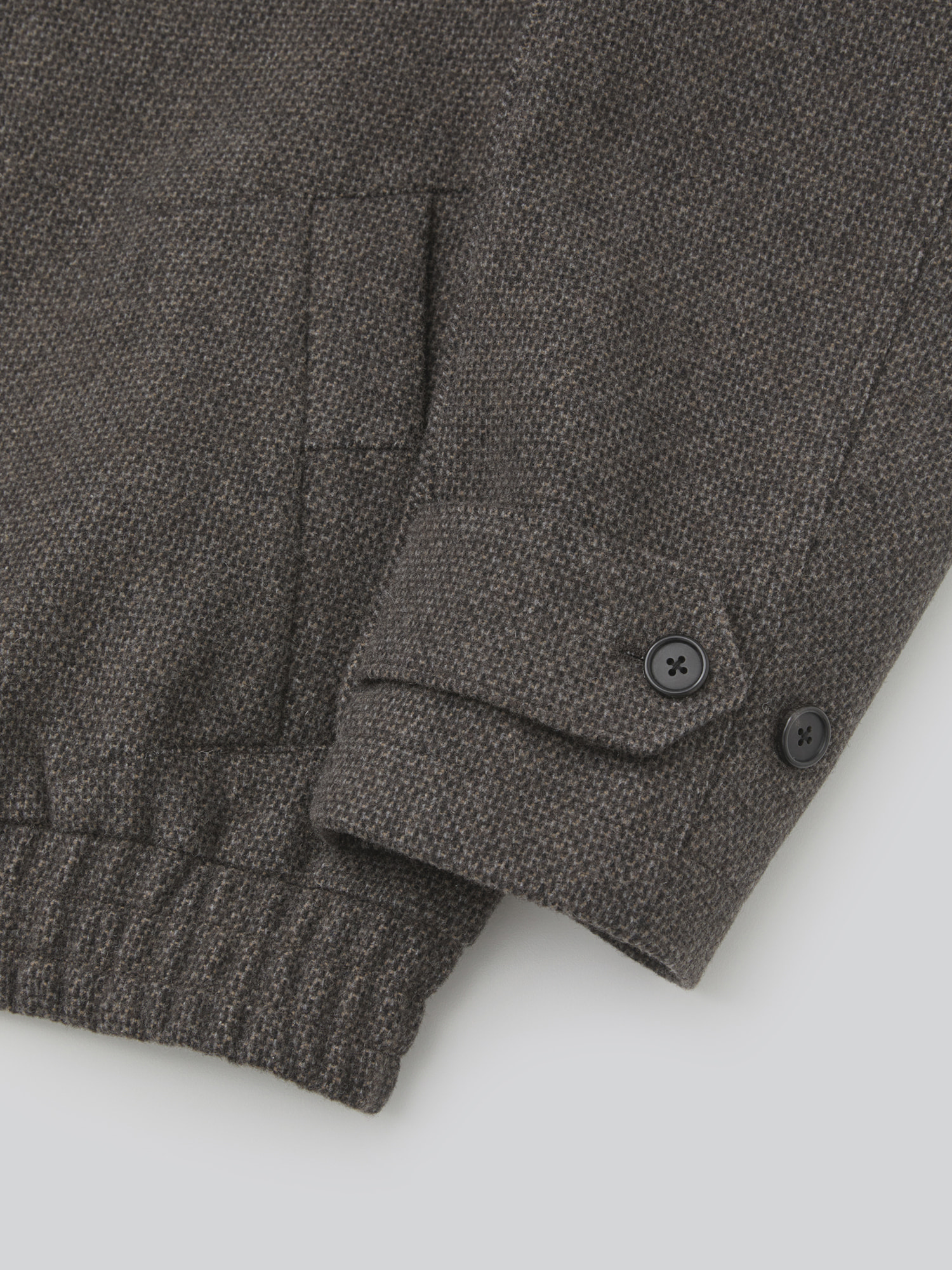 파브레가 - Tweed wool high-neck blouson jacket (Dark Brown)