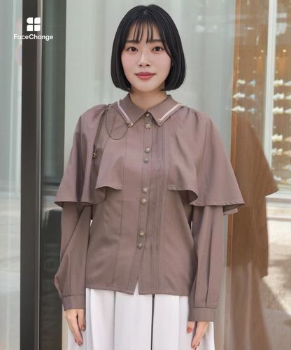 連釦×チェーン付ケープ風ブラウス | axes femme | axes femme online shop
