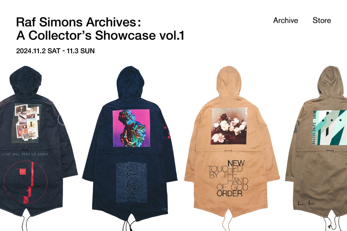 ラフ・シモンズのアーカイヴ約50点を展示・販売 Archive Storeで