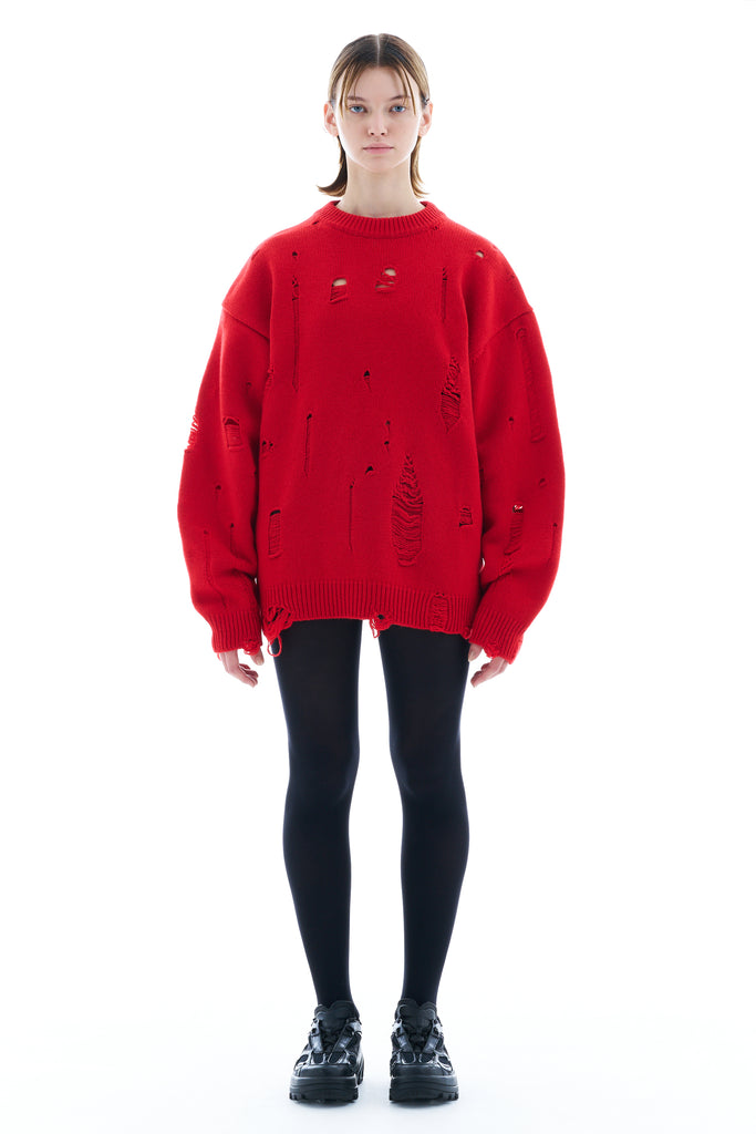DAMAGED KNIT SWEATER / RED – FENNEL OFFICIAL EC STORE