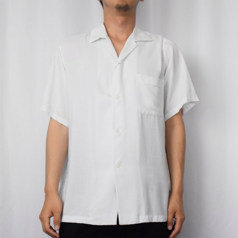 60s 60年代 オープンカラーシャツ 白 ホワイト 半袖|ヴインテージ古着