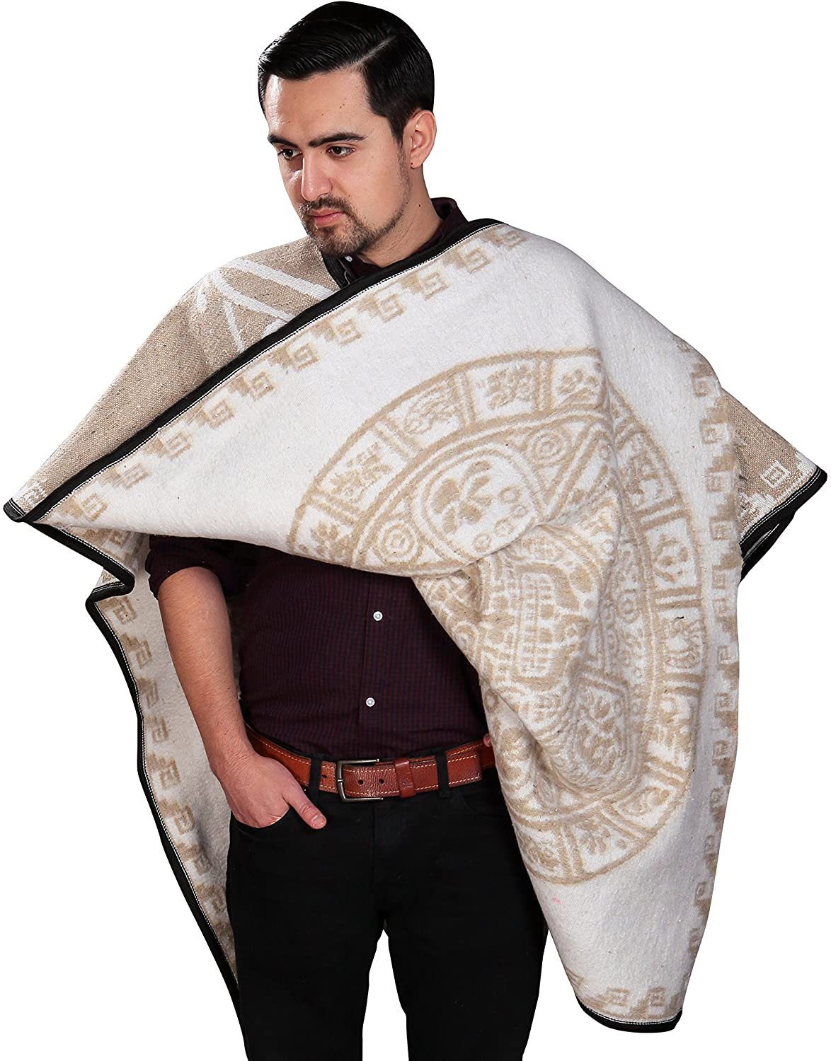threads west Authentic Mexican Poncho Reversible Cobija Blanket