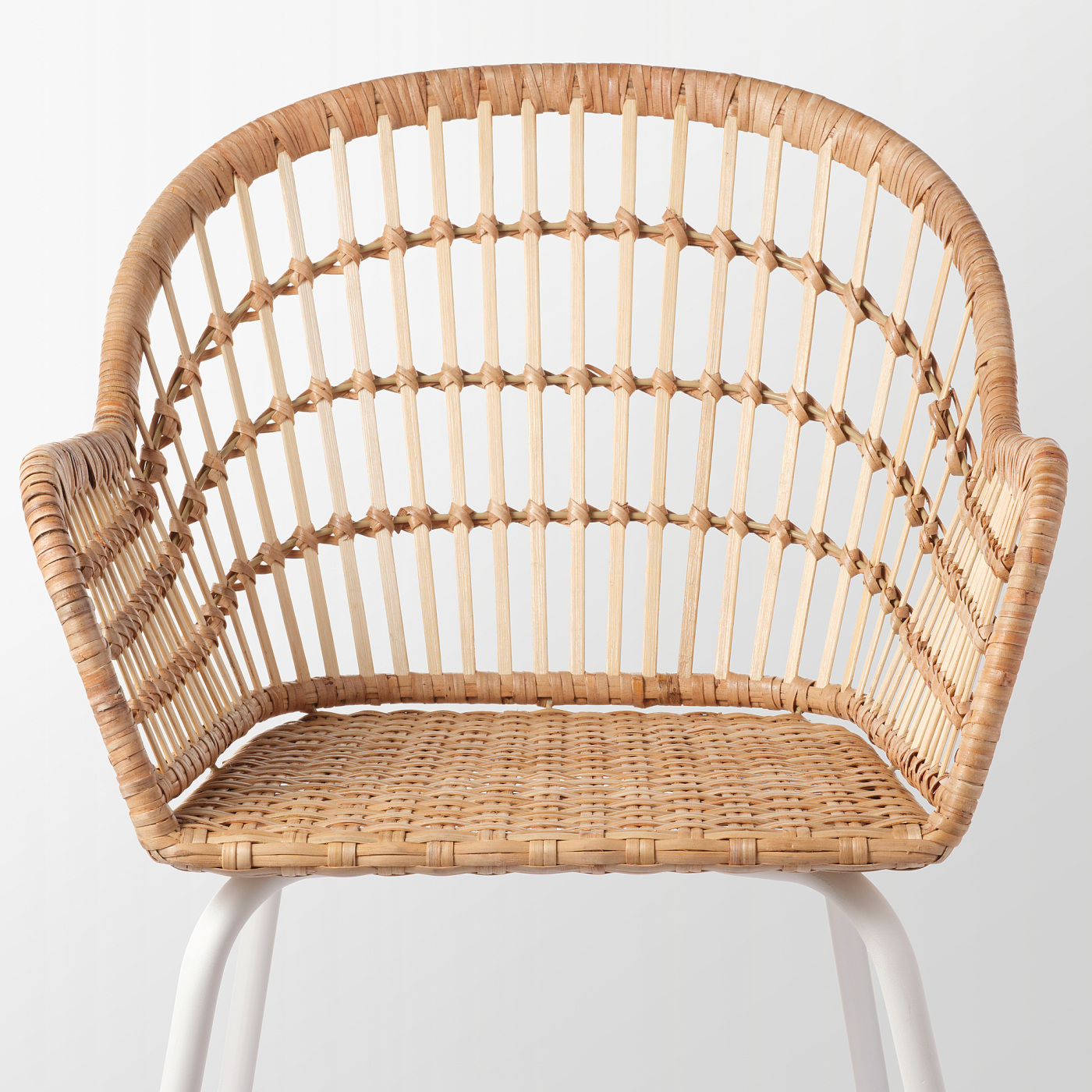 NILSOVE chair with armrests rattan/white - IKEA