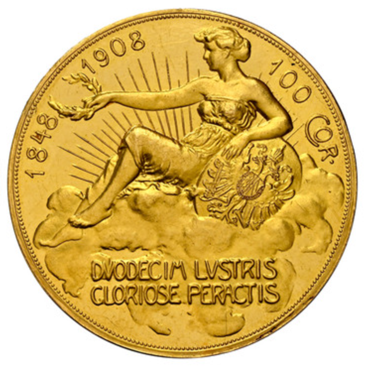 SOLD】1908年 オーストリア🇦🇹 フランツヨーゼフ1世 100コロナ金貨