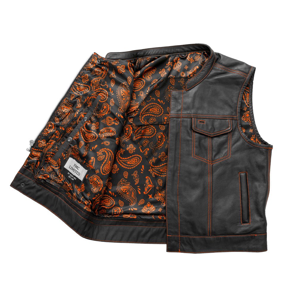 The Club Cut Men's Motorcycle Leather Vest, Multiple Colors