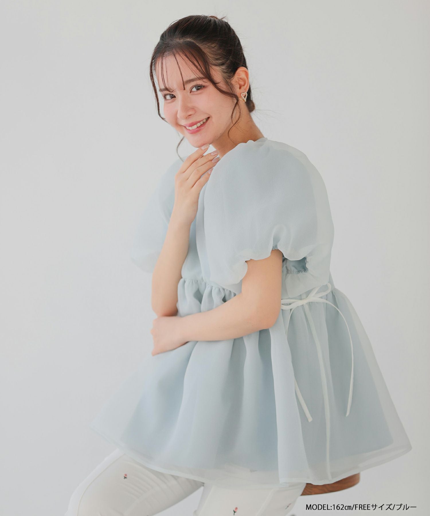 クリンクルシアーオーガンジーペプラムトップス【宅配便】 | Fit more