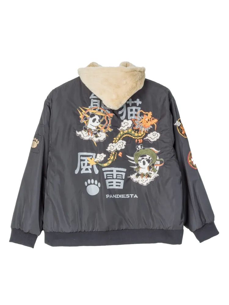 ブラック 【PANDIESTA JAPAN】熊猫風雷神リバーシブルMA-1