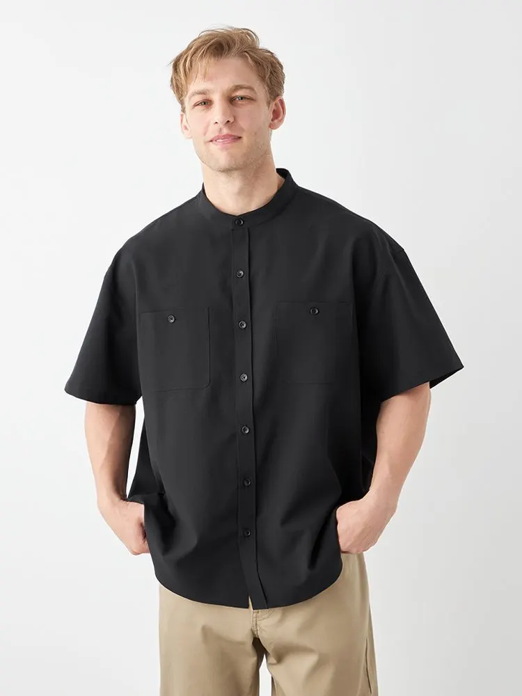 ブラック 【TSC】サラサラストレッチバンドカラーシャツ | フォーエル