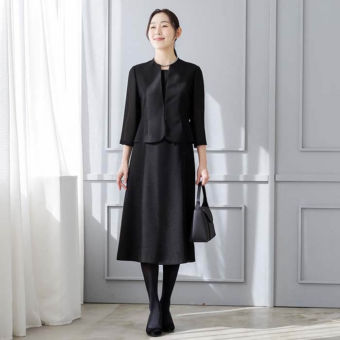 絽｜洗える夏用フォーマルワンピース 9号・ブラック｜東京ソワール