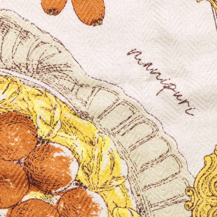 マニプリ｜フルーツ柄のウールシルクストール ・イエロー｜東京