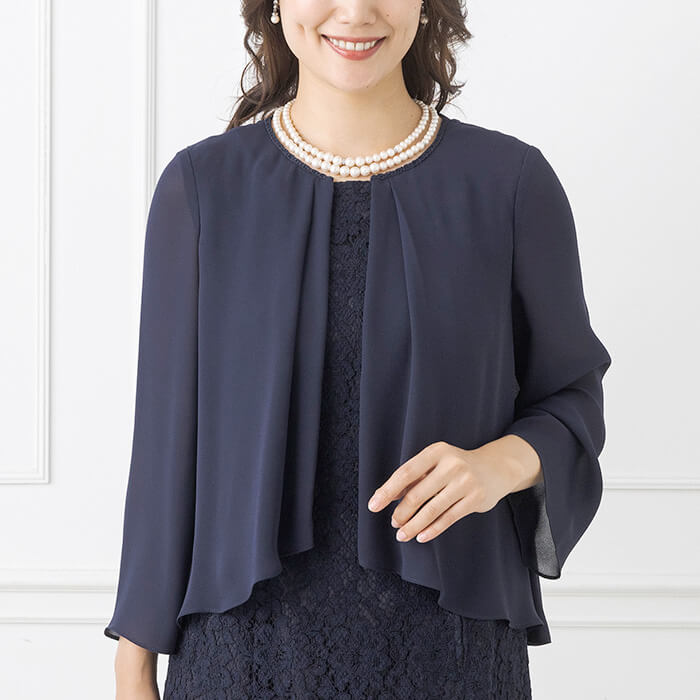 カバーアップ付きレースワンピース 9号・ネイビー｜東京ソワール