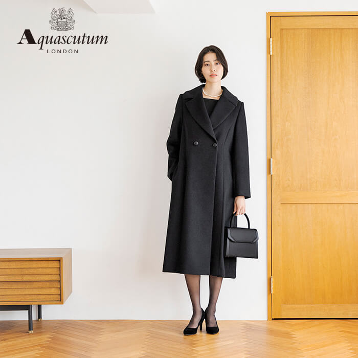 アンゴラ混のクラシカルなコート M・ブラック｜東京ソワール