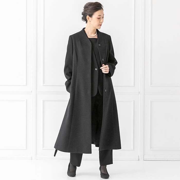 ウール100％のロングコート 9号・ブラック｜東京ソワールオンラインストア