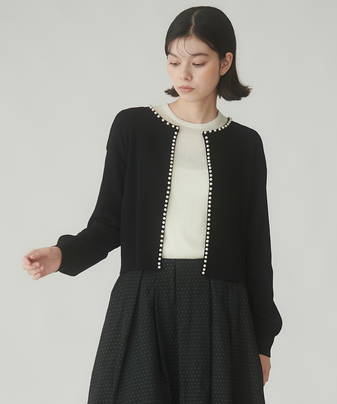 パール付きニットカーディガン – FACE SANS FARD