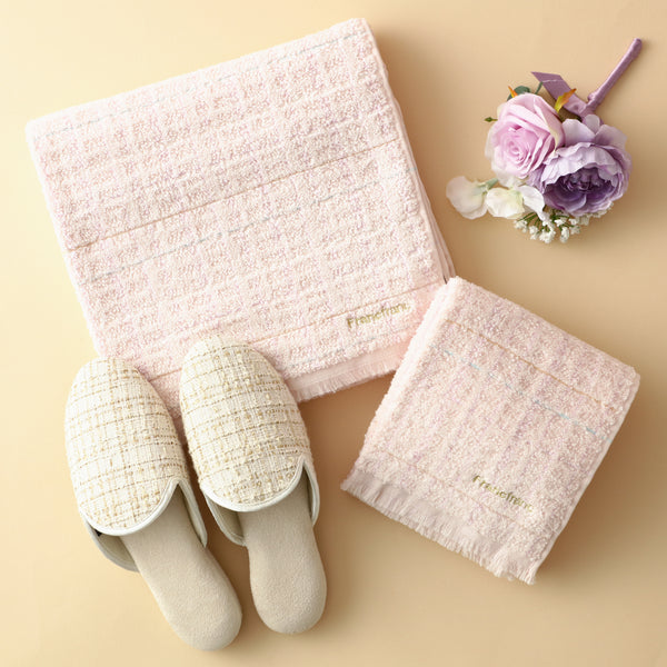 抗菌防臭 ツイードパターン フェイスタオル ピンク | Francfranc