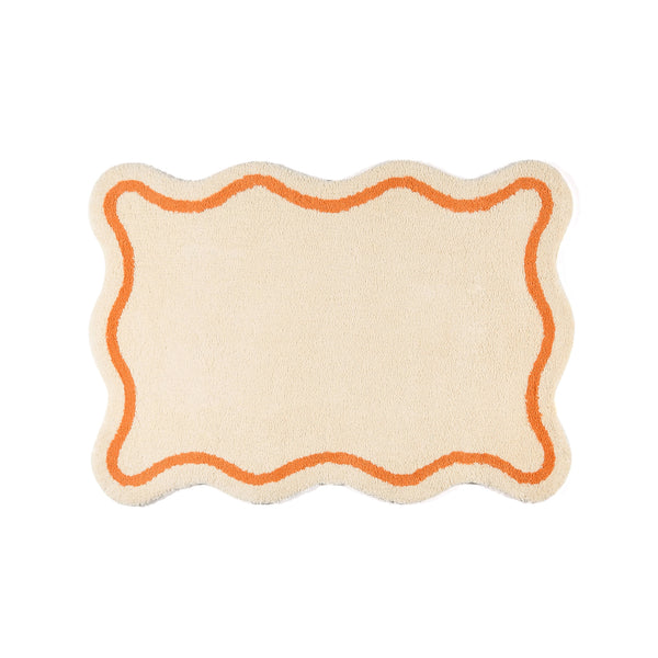 ウェーブライン ラグ S 1400×1000 アイボリー | Francfranc（フラン