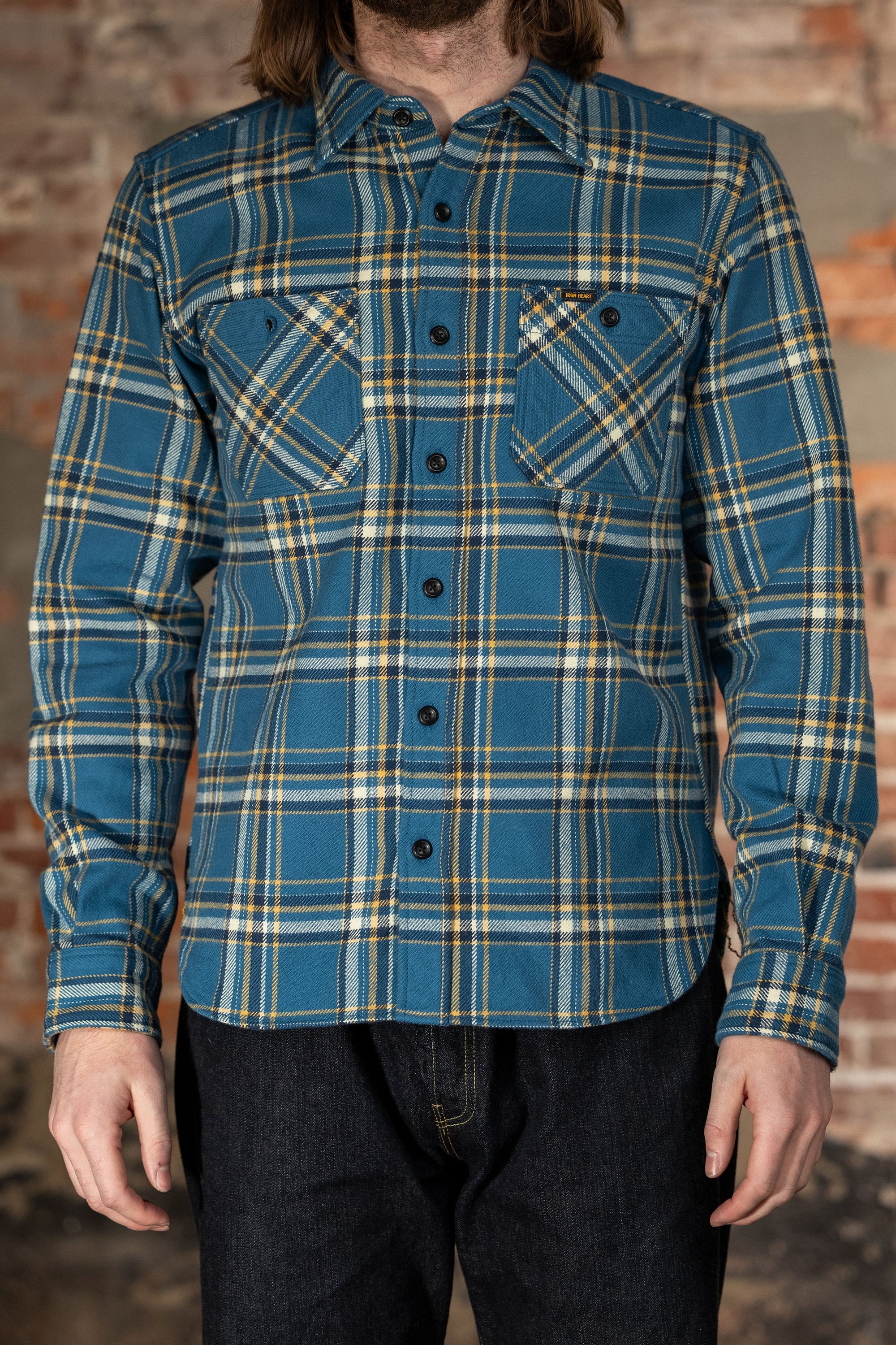 Iron Heart IHSH-435-BLU Ultra Heavy Flannel American Check Work