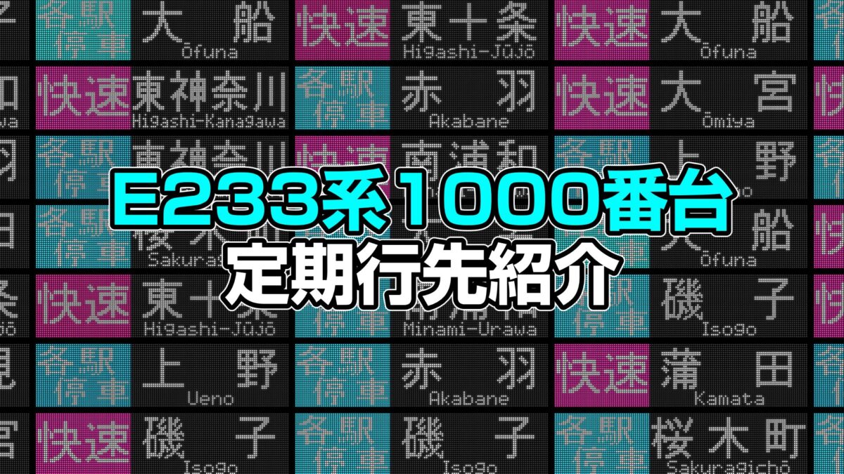 行先表示】E233系1000番台で表示される定期表示【定期行先表示紹介第二