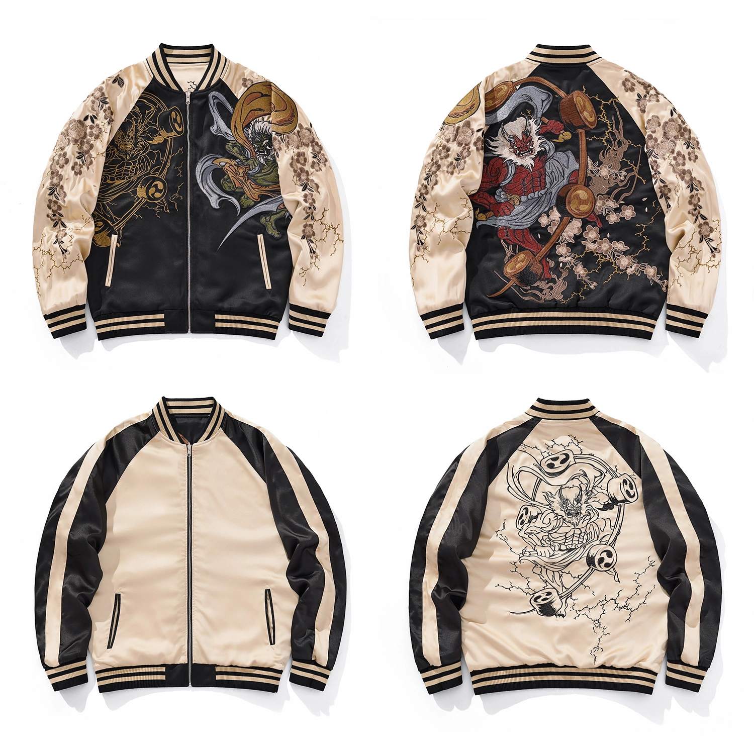Reversible Fujin & Raijin Sukajan Souvenir Jacket - Wind & Thunder